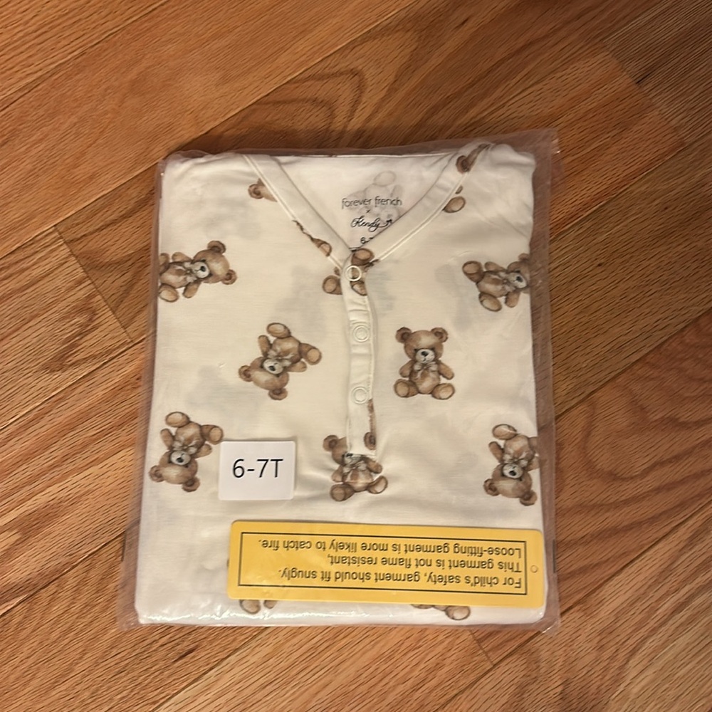 Forever French two piece bamboo pajama kendy x ff bears size 6-7